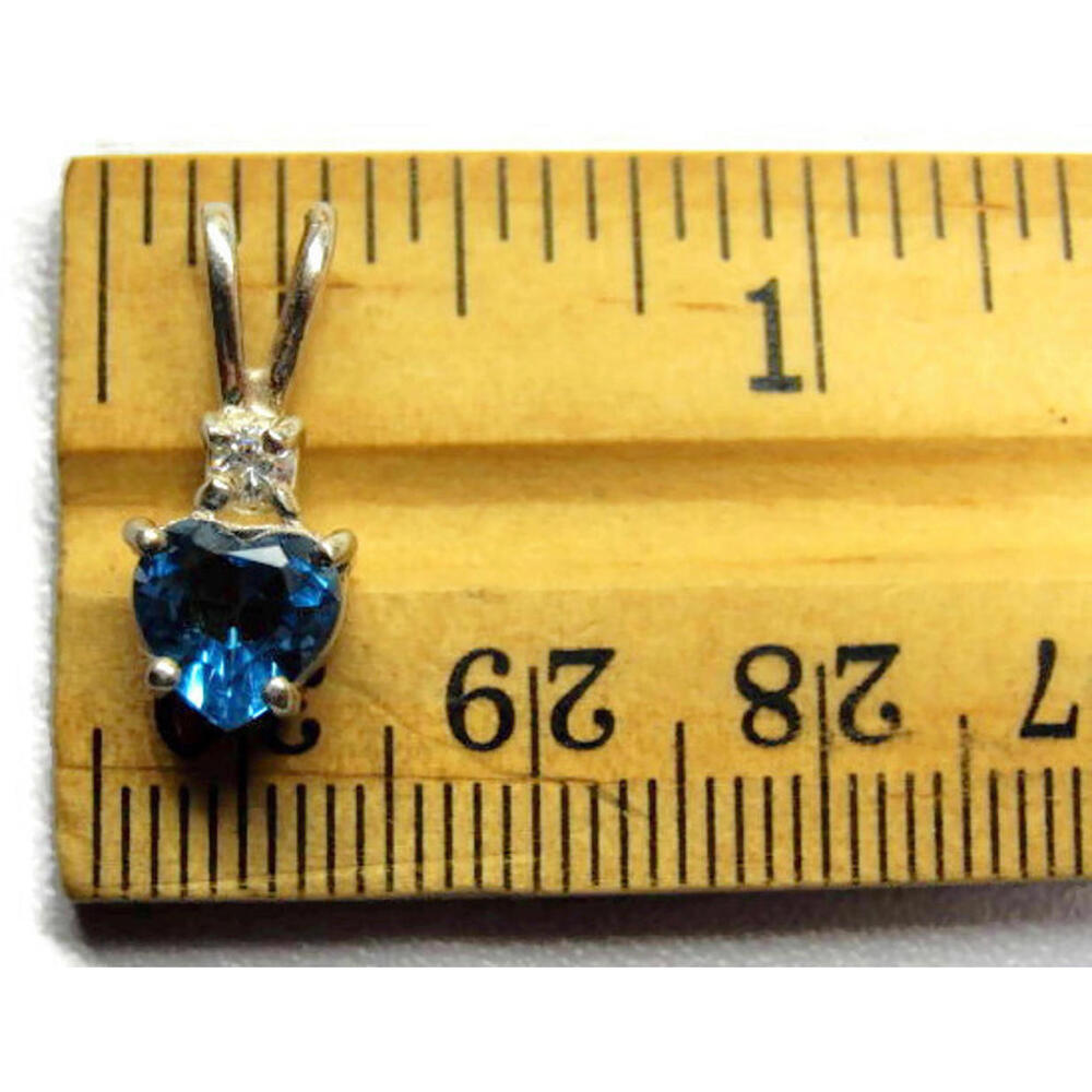 Tiny Cubic Zirconia Blue Heart Pendant Charm Vintage Sterling Silver 925 - Picture 6 of 12